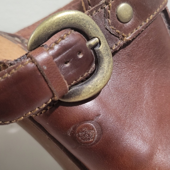 Born BOC Concept Women's Sz US 8 M Brown Leather Heel Mule Clogs Buckle EU 39 - Picture 6 of 16